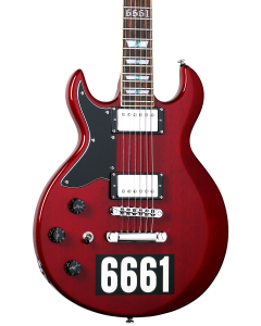Schecter Zacky Vengeance Custom Reissue Left Handed Electric Guitar. See Thru Cherry with 6661 Graphic.  TGF33
