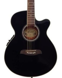 Oscar Schmidt OG8CEB Cutaway Folk Acoustic Electric Guitar. Black