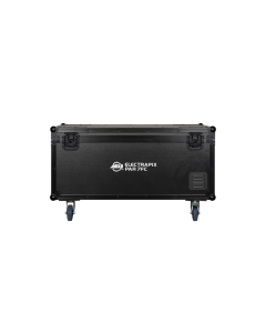 American DJ ELE713 ElectraPix Par 7FC; flight case Featuring a built-in 400W power supply, six charging bases, IP65-rated locking power connections, and a UC-IR24 remote.