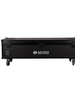American DJ ELE751 ElectraPix Bar 16FC; flight case ONLY Featuring a built-in 400W power supply, four charging bases, IP65-rated locking power connections, and a UC-IR24 remote