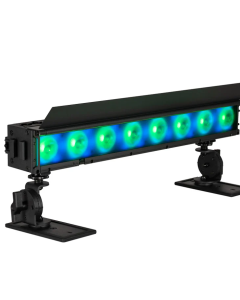 American DJ ELE080 ElectraPix Bar 8;IP65, LED RGBAL features eight 20-Watt Hex Color LED (RGBAL+UV), Aria X2 wireless DMX / Management System and has a battery life up to 20 hours.