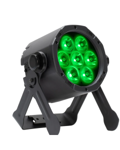 American DJ ELE700 ElectraPix Par 7; IP65 20W LED features seven 20-Watt Hex Color LED (RGBAL+UV), Aria X2 wireless management system and has a battery life up to 20 hours.