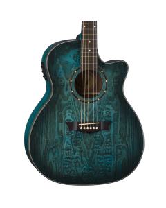 Dean EQA TBLS Exotica Quilt Ash Acoustic-Electric Guitar. Trans Blue Satin
