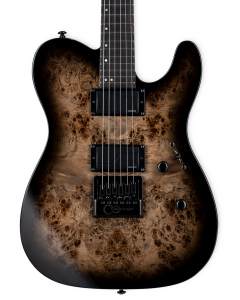 ESP LTD TE-1000 Evertune Electric Guitar Poplar Burl Charcoal Burst