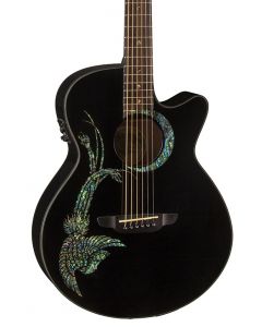 Luna Fauna Phoenix Acoustic-Electric Guitar.  Black