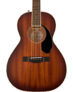 Fender PS-220E Parlor Acoustic Guitar. All Mahogany, Ovangkol Fingerboard, Aged Cognac Burst