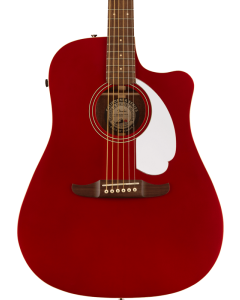 Fender Redondo Player Acoustic Guitar. Walnut Fingerboard, White Pickguard, Candy Apple Red