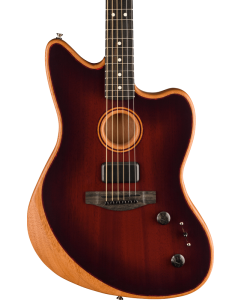 Fender American Acoustasonic Jazzmaster Acoustic Electric Guitar. All-Mahogany, Ebony Fingerboard, Bourbon Burst