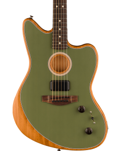 Fender Acoustasonic Player Jazzmaster Acoustic Electric Guitar. Rosewood Fingerboard, Antique Olive