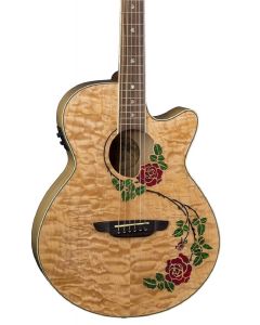Luna Flora Rose Acoustic-Electric Guitar. Quilt Maple Gloss Natural