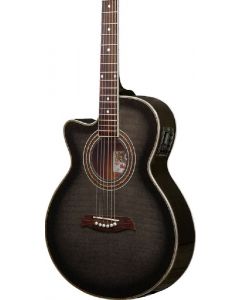 Oscar Schmidt OG10CEFTBLH Left Handed Cutaway Acoustic Electric Guitar. Trans Black