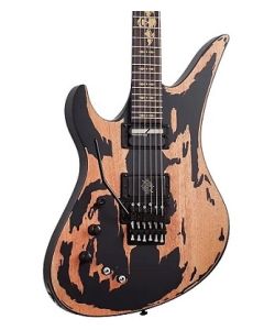 Schecter Synyster Custom-S Electric Guitar. Distressed Left Handed Satin Black