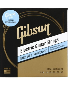 Gibson Brite Wire 'reinforced' Electric Guitar Strings, Ultra Light, 9-42