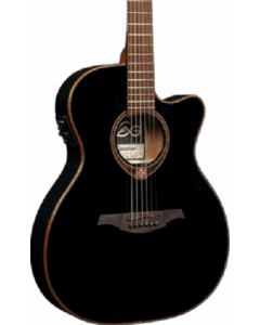LAG Tramontane T118ASCE-BLK Auditorium Slim Cutaway Acoustic-Electric Guitar. Black