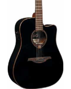 LAG Tramontane T118DCE-BLK Dreadnought Cutaway Acoustic-Electric Guitar. Black