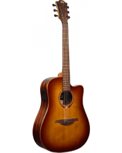 LAG Tramontane T118DCE-BRS Dreadnought Cutaway Acoustic-Electric Guitar. Brown Shadow