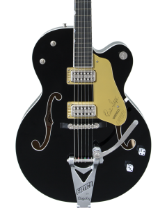 Gretsch G6120T-BSNSH Brian Setzer Signature Nashville Hollow Body Electric Guitar with Bigsby. Ebony FB, Black Lacquer