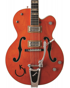 Gretsch G6120RHH Reverend Horton Heat Signature Hollow Body Electric Guitar with Bigsby. Ebony FB, Orange Stain, Lacquer