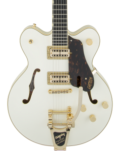 Gretsch G6609TG Players Edition Broadkaster Center Block Double-Cut Electric Guitar with String-Thru Bigsby. Gold Hardware, USA Full'Tron Pickups, Vintage White