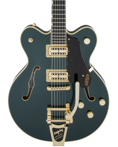 Gretsch G6609TG Players Edition Broadkaster Center Block Double-Cut Electric Guitar with String-Thru Bigsby. Gold Hardware, USA Full'Tron Pickups, Cadillac Green