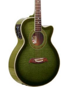 Oscar Schmidt OG10CEFTGR Cutaway Acoustic Electric Guitar. Trans Green