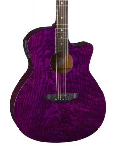 Luna Gypsy Quilt Ash Acoustic-Electric Guitar. Trans Purple