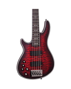 Schecter Hellraiser Extreme-5 Electric Bass. Left Handed Crimson Red Burst Satin