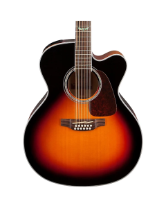 Takamine GJ72CE-12 BSB Jumbo Cutaway 12 String Acoustic Electric Guitar. Gloss Brown Sunburst