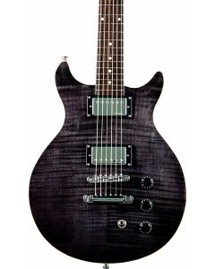 Hamer SATF-TBK Sunburst Flame Maple Archtop Electric Guitar Transparent Black