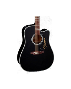 Takamine EF341DX Cutaway Dreadnought Left Handed Acoustic Electric Guitar with Case. Gloss Black