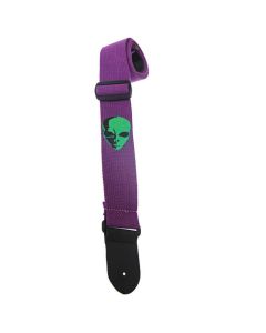 Henry Heller 2" cotton guitar strap Alien embroidery design PURPLE