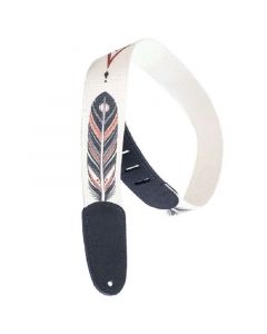 Henry Heller David Hale Print Design Cotton White With Feather Guitar Strap