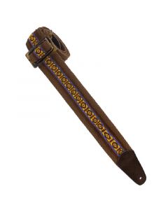 Henry Heller 2" Herringbone Cotton Straps with Tort-O Tri-Glide, Brown with Tan/Blue Center