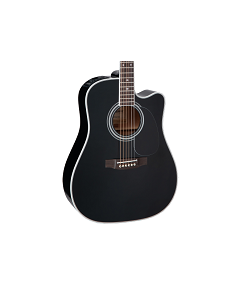 Takamine EF341SC Cutaway Dreadnought Left Handed Acoustic Electric Guitar with Case. Gloss Black