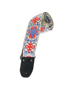 Henry Heller 2" Jacquard Guitar Strap Tan With Blue Spinner