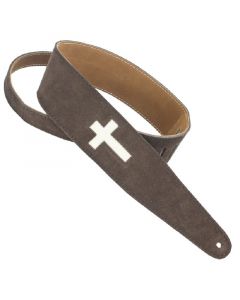 Henry Heller SUEDE CROSS SERIES CHOCOLATE 2.5" GUITAR STRAP