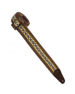 Henry Heller 2" Herringbone Cotton Straps with Tort-O Tri-Glide, Brown with yellow/black Center
