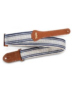 Taylor Academy Strap, Wht/Blue, Jacquard Cotton, 2"