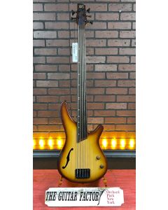 Ibanez SRH505FNNF Workshop 5-String Fretless Electric Bass Natural Browned Burst Flat TGF11
