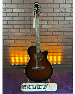 Ibanez AEG5012DVH 12-String Acoustic-Electric Guitar Dark Violin Sunburst TGF11