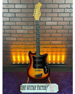 Vintage Harmony 57-1401 Three Tone Sunburst 70's Double Cutaway Electric Guitar SN0916