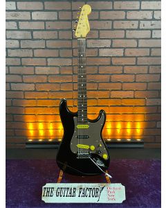 90's Squier "Made in Mexico" (MIM) Rosewood Stratocaster Electric Guitar Black with Mods SN1014