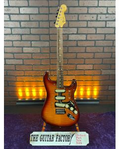 TGF Chop Shop Fender Custom "Clear Flame" Standard Stratocaster Plus Top, Rosewood Fingerboard, Tobacco Sunburst, 2015 Electric Guitar w/Fender HSC SN1210