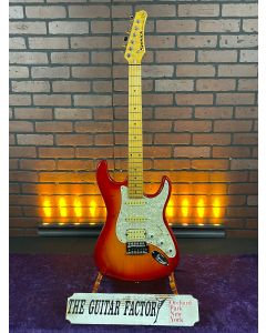 90's Samick Valley Arts Custom Pro Shop "HSS Stratocaster" Cherry Sunburst, Maple Neck Electric Guitar, Rare! Korea w/ Gig Bag SN0114