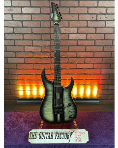 2021 Schecter Banshee GT FR, Satin Charcoal Burst with Black Racing Stripes SN0421