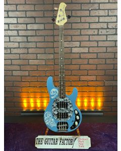 TGF Chop Shop Custom Sterling by Music Man Sub Series "Skulls R Us" RAY4HH Bass Guitar, Chopper Blue w/Gig Bag SN0120