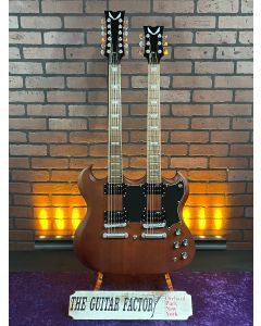 2019 Dean Gran Sport Double Neck 12/6 Electric Guitar - Worn Brown - w/Hard Case SN0605