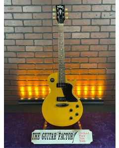 Vintage V132 Reissued Single Cutaway w/ Dual P90s Electric Guitar - TV Yellow SN0429