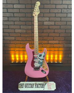 TGF Chop Shop Squier (Graphic Series) Sonic Stratocaster HT SSS Pink Electric Guitar SN5525
