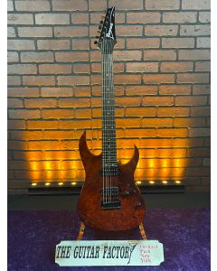 2015 Ibanez RG7421PB Poplar Burl Charcoal Brown Flat 7 String Electric Guitar SN0727
